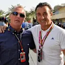 (L to R): Johnny Herbert (GBR) Sky TV and Jean Alesi (FRA). Formula One World Championship, Rd3, Bahrain Grand Prix, Practice, Bahrain International Circuit, Sakhir, Bahrain, Friday, 4 April 2014