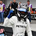 www.sutton-images.com Pole sitter Valtteri Bottas (FIN) Mercedes-Benz F1 W08 Hybrid celebrates in parc ferme at Formula One World Championship, Rd19, Brazilian Grand Prix, Qualifying, Interlagos, Sao Paulo, Brazil, Saturday 11 November 2017. © Sutton Images + 44 1327 352188,Sutton Images + 44 1327 352188