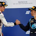 SOCHI AUTODROM, RUSSIAN FEDERATION - SEPTEMBER 30: George Russell (GBR, ART Grand Prix), Alexander Albon (THA, DAMS) during the Sochi at Sochi Autodrom on September 30, 2018 in Sochi Autodrom, Russian Federation. (Photo by Zak Mauger / LAT Images)