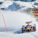 Tackling the notorious Hahnenkamm downhill course in Kitzbuehel, Austria is hard enough on skis… In January 2016 Max Verstappen did it in an F1 car equipped with nothing more than snow chains… © Philip Platzer/Red Bull Content Pool