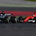 www.sutton-images.com Valtteri Bottas (FIN) Mercedes-Benz F1 W08 Hybrid and Sebastian Vettel (GER) Ferrari SF70-H at Formula One Testing, Day One, Barcelona, Spain, 7 March 2017. © Sutton Images + 44 1327 352188,Sutton Images + 44 1327 352188