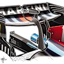 Williams's low-drag rear wing. © Giorgio Piola