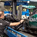 The car of Nico Rosberg (GER) Mercedes AMG F1 W06 is recovered after suffering a Pirelli tyre blow out in FP2 at Formula One World Championship, Rd11, Belgian Grand Prix, Practice, Spa Francorchamps, Belgium, Friday 21 August 2015. &copy; Sutton Motorsport Images