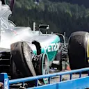 The car of Nico Rosberg (GER) Mercedes AMG F1 W06 is recovered after suffering a Pirelli tyre blow out in FP2 at Formula One World Championship, Rd11, Belgian Grand Prix, Practice, Spa Francorchamps, Belgium, Friday 21 August 2015. &copy; Sutton Motorsport Images