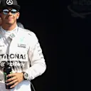 Pole sitter Lewis Hamilton (GBR) Mercedes AMG F1 celebrates in parc ferme at Formula One World Championship, Rd11, Belgian Grand Prix, Qualifying, Spa Francorchamps, Belgium, Saturday 22 August 2015. &copy; Sutton Motorsport Images