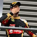Romain Grosjean (FRA) Lotus F1 celebrates on the podium at Formula One World Championship, Rd11, Belgian Grand Prix, Race, Spa Francorchamps, Belgium, Sunday 23 August 2015. &copy; Sutton Motorsport Images