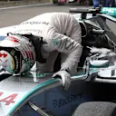 Race winner Lewis Hamilton (GBR) Mercedes celebrates in parc ferme at Formula One World Championship, Rd11, Belgian Grand Prix, Race, Spa Francorchamps, Belgium, Sunday 23 August 2015. &copy; Sutton Motorsport Images