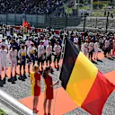 Drivers observe the National Anthem on the grid at Formula One World Championship, Rd11, Belgian Grand Prix, Race, Spa Francorchamps, Belgium, Sunday 23 August 2015. &copy; Sutton Motorsport Images