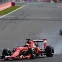 Kimi Raikkonen (FIN) Ferrari SF15-T locks up at Formula One World Championship, Rd11, Belgian Grand Prix, Race, Spa Francorchamps, Belgium, Sunday 23 August 2015. &copy; Sutton Motorsport Images