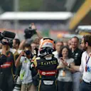 Romain Grosjean (FRA) Lotus F1 in celebrates in parc ferme at Formula One World Championship, Rd11, Belgian Grand Prix, Race, Spa Francorchamps, Belgium, Sunday 23 August 2015. &copy; Sutton Motorsport Images