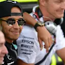 Race winner Lewis Hamilton (GBR) Mercedes AMG F1 celebrates with the teamat Formula One World Championship, Rd10, Hungarian Grand Prix, Race, Hungaroring, Hungary, Sunday 26 July 2015. &copy; Sutton Motorsport Images