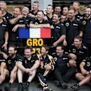 Thrid placed Romain Grosjean (FRA) Lotus celebrates with the team at Formula One World Championship, Rd11, Belgian Grand Prix, Race, Spa Francorchamps, Belgium, Sunday 23 August 2015. &copy; Sutton Motorsport Images