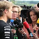 Nico Rosberg (GER) Mercedes AMG F1 talks to the media at Formula One World Championship, Rd11, Belgian Grand Prix, Preparations, Spa Francorchamps, Belgium, Thursday 20 August 2015. &copy; Sutton Motorsport Images