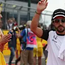 Fernando Alonso (ESP) McLaren at the drivers parade at Formula One World Championship, Rd9, British Grand Prix, Race, Silverstone, England, Sunday 5 July 2015. &copy; Sutton Motorsport Images