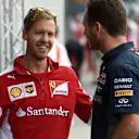 Sebastian Vettel (GER) Ferrari talks with Christian Horner (GBR) Red Bull Racing Team Principal at Formula One World Championship, Rd12, Italian Grand Prix, Practice, Monza, Italy, Friday 4  September 2015. &copy; Sutton Motorsport Images