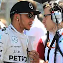 Lewis Hamilton (GBR) Mercedes AMG F1 on the grid with his race engineer Peter Bonnington (GBR) at Formula One World Championship, Rd5, Spanish Grand Prix Race, Barcelona, Spain, Sunday 10 May 2015. &copy; Sutton Motorsport Images