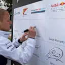 Valtteri Bottas (FIN) Williams signs the autograph wall at Formula One World Championship, Rd1, Australian Grand Prix, Practice, Albert Park, Melbourne, Australia, Friday 18 March 2016. &copy; Sutton Motorsport Images