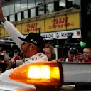 Pole sitter Lewis Hamilton (GBR) Mercedes AMG F1 celebrates at Formula One World Championship, Rd1, Australian Grand Prix, Qualifying, Albert Park, Melbourne, Australia, Saturday 19 March 2016. &copy; Sutton Motorsport Images