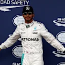 Pole sitter Lewis Hamilton (GBR) Mercedes AMG F1 celebrates in parc ferme at Formula One World Championship, Rd1, Australian Grand Prix, Qualifying, Albert Park, Melbourne, Australia, Saturday 19 March 2016. &copy; Sutton Motorsport Images