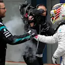 Pole sitter Lewis Hamilton (GBR) Mercedes AMG F1 celebrates in parc ferme at Formula One World Championship, Rd1, Australian Grand Prix, Qualifying, Albert Park, Melbourne, Australia, Saturday 19 March 2016. &copy; Sutton Motorsport Images