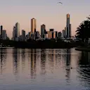 The Melbourne skyline at sunrise at Formula One World Championship, Rd1, Australian Grand Prix, Race, Albert Park, Melbourne, Australia, Sunday 20 March 2016. &copy; Sutton Motorsport Images