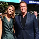 Arnold Schwarzenegger (AUT) and Grand Prix Ambassador Brittany Davis (AUS) at Formula One World Championship, Rd1, Australian Grand Prix, Race, Albert Park, Melbourne, Australia, Sunday 20 March 2016. &copy; Sutton Motorsport Images