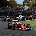 Sebastian Vettel (GER) Ferrari SF16-H leads at the start of the race at Formula One World Championship, Rd1, Australian Grand Prix, Race, Albert Park, Melbourne, Australia, Sunday 20 March 2016. &copy; Sutton Motorsport Images