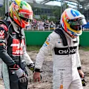 Fernando Alonso (ESP) McLaren and Esteban Gutierrez (MEX) Haas F1 crashed out of the race at Formula One World Championship, Rd1, Australian Grand Prix, Race, Albert Park, Melbourne, Australia, Sunday 20 March 2016. &copy; Sutton Motorsport Images