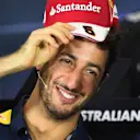 Daniel Ricciardo (AUS) Red Bull Racing with Ferrari cap in the Press Conference at Formula One World Championship, Rd1, Australian Grand Prix, Preparations, Albert Park, Melbourne, Australia, Thursday 17 March 2016. &copy; 2014