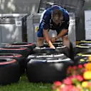 Williams mechanic with Pirelli tyres at Formula One World Championship, Rd1, Australian Grand Prix, Preparations, Albert Park, Melbourne, Australia, Wednesday 16 March 2016. &copy; Sutton Motorsport Images