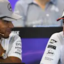 Lewis Hamilton (GBR) Mercedes AMG F1 and Fernando Alonso (ESP) McLaren in the Press Conference at Formula One World Championship, Rd13, Belgian Grand Prix, Preparations, Spa Francorchamps, Belgium, Thursday 25 August 2016. &copy; Sutton Images