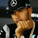 Lewis Hamilton (GBR) Mercedes AMG F1 in the Press Conference at Formula One World Championship, Rd10, British Grand Prix, Preparations, Silverstone, England, Thursday 7 July 2016. &copy; Sutton Images