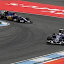 Marcus Ericsson (SWE) Sauber C35 and Felipe Nasr (BRA) Sauber C35 at Formula One World Championship, Rd12, German Grand Prix, Practice, Hockenheim, Germany, Friday 29 July 2016. &copy; Sutton Images