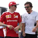 Kimi Raikkonen (FIN) Ferrari and Fernando Alonso (ESP) McLaren at Formula One World Championship, Rd12, German Grand Prix, Practice, Hockenheim, Germany, Friday 29 July 2016. &copy; Sutton Images