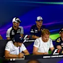 (L to R): Carlos Sainz jr (ESP) Scuderia Toro Rosso, Sergio Perez (MEX) Force India, Marcus Ericsson (SWE) Sauber, Felipe Massa (BRA) Williams, Nico Rosberg (GER) Mercedes AMG F1 and Max Verstappen (NED) Red Bull Racing in the Press Conference at Formula One World Championship, Rd11, Preparations, Hungaroring, Hungary, Thursday 21 July 2016. &copy; Sutton Images