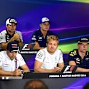 (L to R): Carlos Sainz jr (ESP) Scuderia Toro Rosso, Sergio Perez (MEX) Force India, Marcus Ericsson (SWE) Sauber, Felipe Massa (BRA) Williams, Nico Rosberg (GER) Mercedes AMG F1 and Max Verstappen (NED) Red Bull Racing in the Press Conference at Formula One World Championship, Rd11, Preparations, Hungaroring, Hungary, Thursday 21 July 2016. &copy; Sutton Images