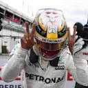 Pole sitter Lewis Hamilton (GBR) Mercedes AMG F1 celebrates in parc ferme at Formula One World Championship, Rd1, Australian Grand Prix, Qualifying, Albert Park, Melbourne, Australia, Saturday 25 March 2017. © Sutton Motorsport Images