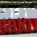 Fan and Baku logo at Formula One World Championship, Rd8, Azerbaijan Grand Prix, Preparations, Baku City Circuit, Baku, Azerbaijan, Thursday 22 June 2017. © Sutton Images