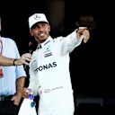 Pole sitter Lewis Hamilton (GBR) Mercedes AMG F1 celebrates in parc ferme with Davide Valsecchi (ITA) Sky Italia at Formula One World Championship, Rd8, Azerbaijan Grand Prix, Qualifying, Baku City Circuit, Baku, Azerbaijan, Saturday 24 June 2017. © Sutton Images