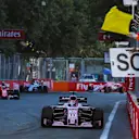 Sergio Perez (MEX) Force India VJM10 passes waved yellow flag and Safety Car board at Formula One World Championship, Rd8, Azerbaijan Grand Prix, Race, Baku City Circuit, Baku, Azerbaijan, Sunday 25 June 2017. © Sutton Images