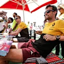 Jolyon Palmer (GBR) Renault Sport F1 Team and fans at Formula One World Championship, Rd3, Bahrain Grand Prix Qualifying, Bahrain International Circuit, Sakhir, Bahrain, Saturday 15 April 2017. © Sutton Motorsport Images