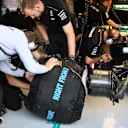 Mercedes AMG F1 mechanics look at the damaged wheel of Valtteri Bottas (FIN) Mercedes-Benz F1 W08 Hybrid in FP1 at Formula One World Championship, Rd12, Belgian Grand Prix, Practice, Spa Francorchamps, Belgium, Friday 25 August 2017. © Sutton Images