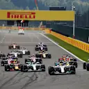 Lewis Hamilton (GBR) Mercedes-Benz F1 W08 Hybrid leads at the start of the race at Formula One World Championship, Rd12, Belgian Grand Prix, Race, Spa Francorchamps, Belgium, Sunday 27 August 2017. © Sutton Images