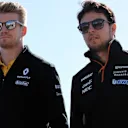 Nico Hulkenberg (GER) Renault Sport F1 Team and Sergio Perez (MEX) Force India at Formula One World Championship, Rd7, Canadian Grand Prix, Qualifying, Montreal, Canada, Saturday 10 June 2017. © Sutton Images