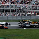 Romain Grosjean (FRA) Haas VF-17, Jolyon Palmer (GBR) Renault Sport F1 Team RS17, Stoffel Vandoorne (BEL) McLaren MCL32 and Lewis Hamilton (GBR) Mercedes-Benz F1 W08 Hybrid at the start of the race at Formula One World Championship, Rd7, Canadian Grand Prix, Race, Montreal, Canada, Sunday 11 June 2017. © Sutton Images