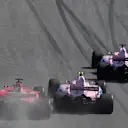 Sergio Perez (MEX) Force India VJM10, Esteban Ocon (FRA) Force India VJM10 and Sebastian Vettel (GER) Ferrari SF70-H battle at Formula One World Championship, Rd7, Canadian Grand Prix, Race, Montreal, Canada, Sunday 11 June 2017. © Sutton Motorsport Images