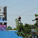 Esteban Ocon (FRA) Force India F1 on a zip wire at a Hype Energy Drink Event at Formula One World Championship, Rd7, Canadian Grand Prix, Preparations, Montreal, Canada, Wednesday 7 June 2017. © Sutton Motorsport Images