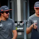 Fernando Alonso (ESP) McLaren and Stoffel Vandoorne (BEL) McLaren at Formula One World Championship, Rd13, Italian Grand Prix, Practice, Monza, Italy, Friday 1 September 2017. © Sutton Images