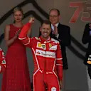 Kimi Raikkonen (FIN) Ferrari, Sebastian Vettel (GER) Ferrari and Daniel Ricciardo (AUS) Red Bull Racing celebrate on the podium at Formula One World Championship, Rd6, Monaco Grand Prix, Race, Monte-Carlo, Monaco, Sunday 28 May 2017. © Sutton Images