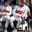 Charles Leclerc (MON) Alfa Romeo Sauber F1 Team and Marcus Ericsson (SWE) Alfa Romeo Sauber F1 Team at Formula One World Championship, Rd1, Australian Grand Prix, Preparations, Melbourne, Australia, Thursday 22 March 2018. © Mark Sutton/Sutton Images